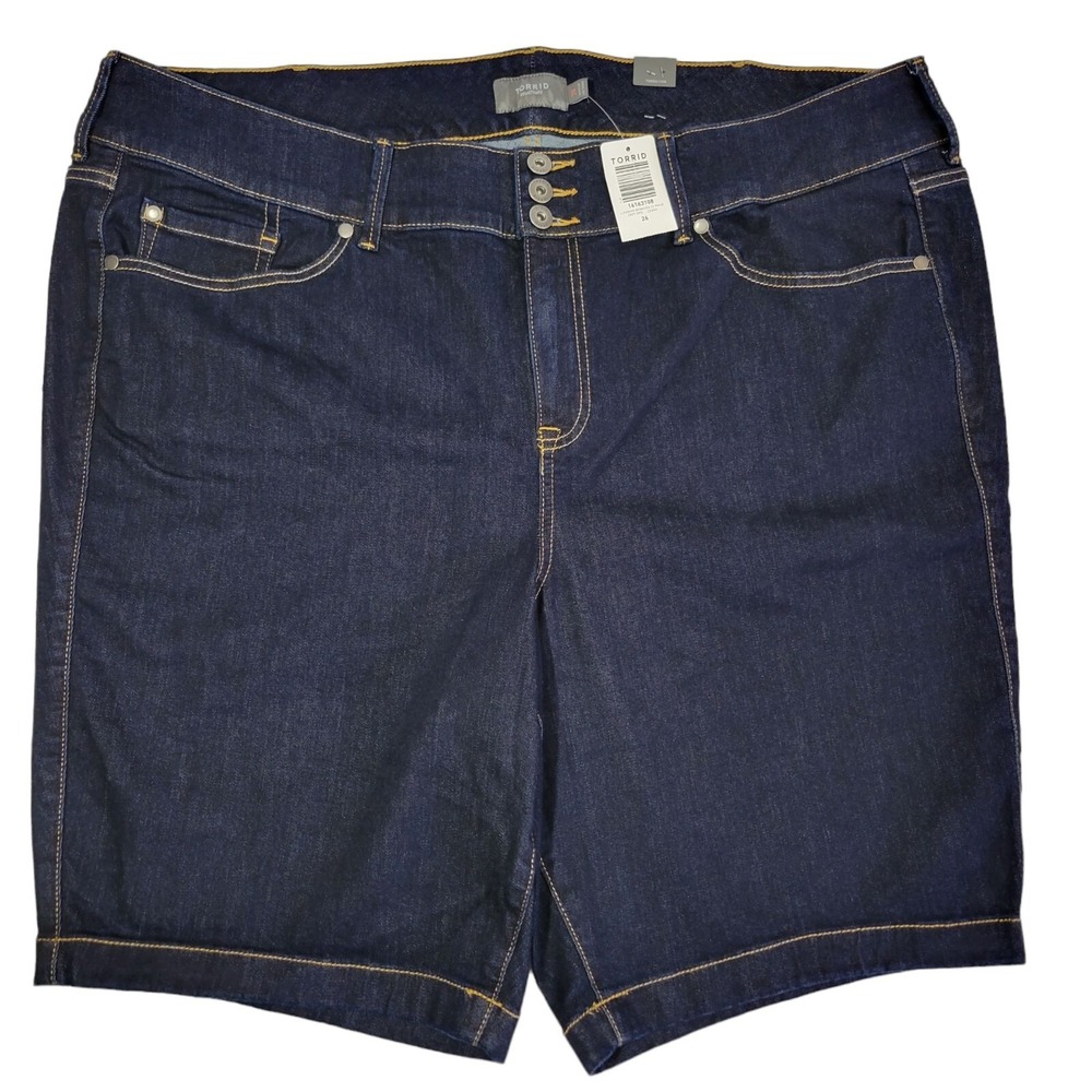 Torrid Jean Shorts Womens Size 26 Jegging Bermuda Blue 5 Pocket Denim Dark Wash